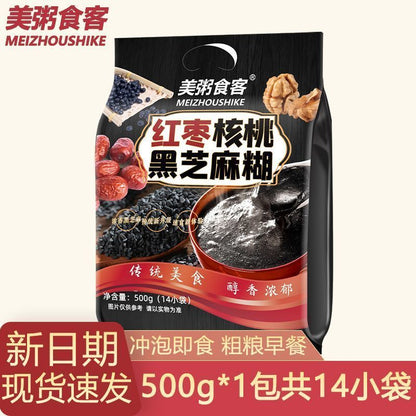 [新货亏本冲销量] 美粥食客黑芝麻糊 红枣核桃黑芝麻糊 手磨醇香黑芝麻糊 黑芝麻核桃粉 黑豆粉 Jujube Walnut Hand Milled Black Sesame Paste (500g)