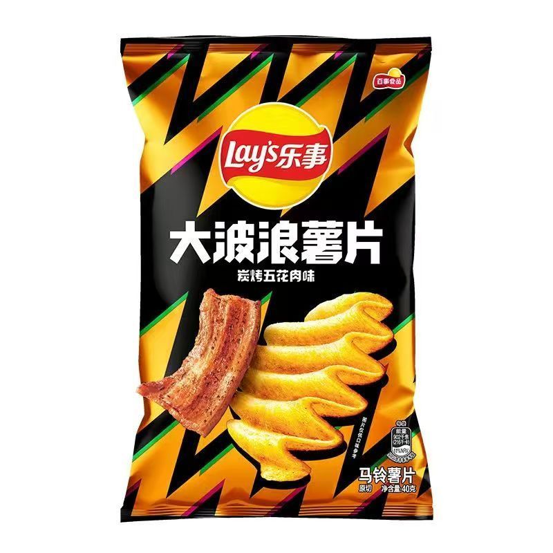 [新货亏本冲销量] 乐事 大波浪薯片 辛辣味 鱿鱼味 鸡翅味 五花肉味 Lay's Wave Potato Chips (40g)