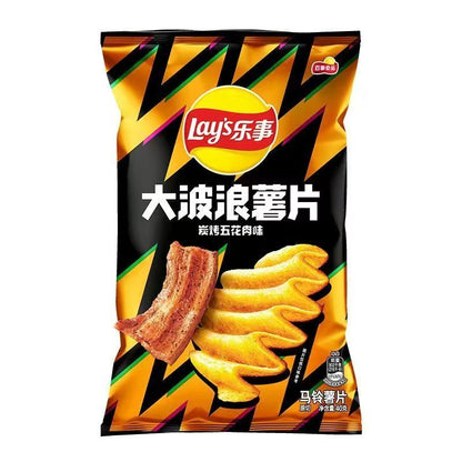 [新货亏本冲销量] 乐事 大波浪薯片 辛辣味 鱿鱼味 鸡翅味 五花肉味 Lay's Wave Potato Chips (40g)