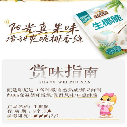 [新货亏本冲销量] 三只松鼠 生椰脆 即食薄脆椰果 休闲果干蜜饯零食 Three Squirrels Crispy Coconut Cubes Slow-Baked & High Fiber (100g)