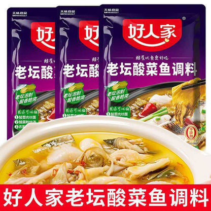 [新货亏本冲销量] 好人家 老坛酸菜鱼调料 酸菜肉丝面 酸菜粉丝汤 辣子鸡调料 海底捞酸菜鱼调味料 太二酸菜鱼调料 麻婆豆腐调料 麻辣香锅 HaoRenJia Old-style Pickled Fish Seasoning (300g)