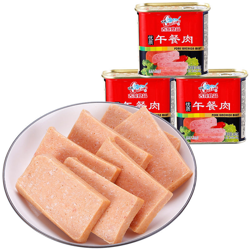 [新货亏本冲销量]古龙优质午餐肉 三明治火锅必备 即食火腿 Gulong Premium Luncheon Meat (340g）