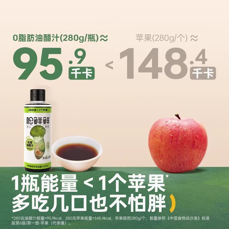 [新货亏卖冲销量] 松鲜鲜 松茸油醋汁 0脂肪沙拉汁 凉拌果蔬 健身轻食 调料蘸料 Matsutake Vinaigrette Dressing 0 Fat (280g)