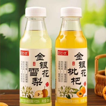 [新货亏卖冲销量] 百妙优 金银花雪梨味 枇杷味果汁 清爽植物饮料 冰镇解渴 风味饮品 Honeysuckle Pear & Loquat Juice Drink (430ml)