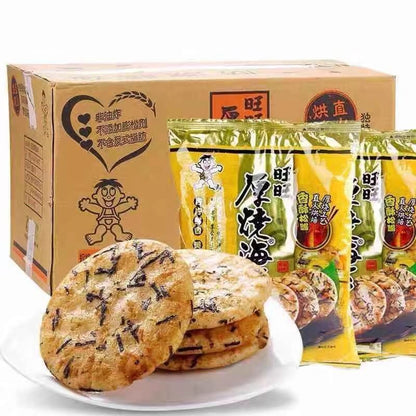[新货亏卖冲销量] 旺旺 厚烧海苔米饼 糙米饼干 海苔咸香酥脆 休闲零食 办公室追剧解馋 Seaweed Rice Crackers Snack (118g)
