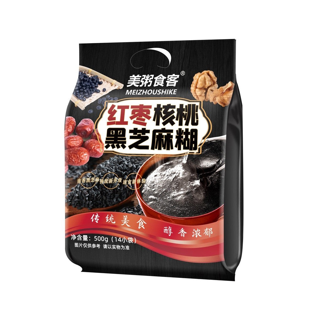 [新货亏本冲销量] 美粥食客黑芝麻糊 红枣核桃黑芝麻糊 手磨醇香黑芝麻糊 黑芝麻核桃粉 黑豆粉 Jujube Walnut Hand Milled Black Sesame Paste (500g)