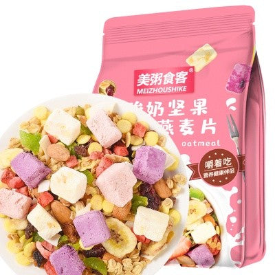 [新货亏本冲销量] 美粥食客酸奶烘培水果燕麦片酸奶坚果燕麦片烘培坚果水果燕麦片混合坚果燕麦片混合水果燕麦片果粒冻干草莓麦片营养早餐 MeiZhouShike Yogurt Mixed Nuts Fruit Oatmeal (500g)