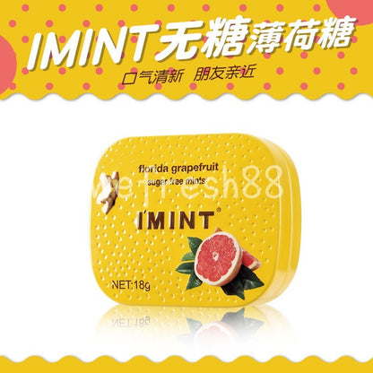 [新货亏本冲销量] IMINT 无糖薄荷糖 多果味无糖薄荷糖 水果味薄荷糖 接吻口香糖 清凉润喉糖 清新口气糖 imint 润喉糖 I'MINT Sugar Free Fruity Peppermint Candy (16g)