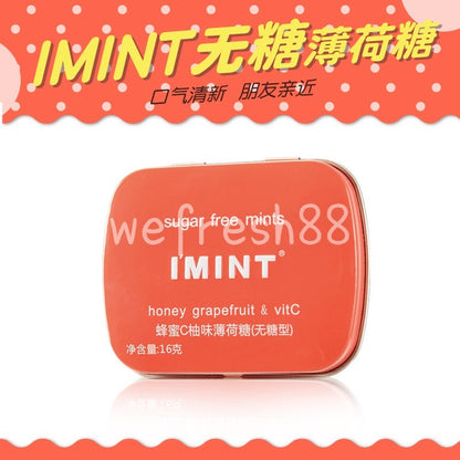 [新货亏本冲销量] IMINT 无糖薄荷糖 多果味无糖薄荷糖 水果味薄荷糖 接吻口香糖 清凉润喉糖 清新口气糖 imint 润喉糖 I'MINT Sugar Free Fruity Peppermint Candy (16g)