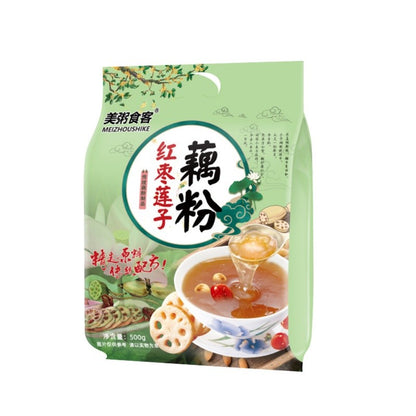 [新货亏本冲销量] 美粥食客 桂花坚果藕粉羹 红枣莲子藕粉羹 营养健康冲调早餐网红代餐 MeiZhouShiKe Red Dates Lotus Seeds Mixed Nuts Lotus Root Powder (500g)