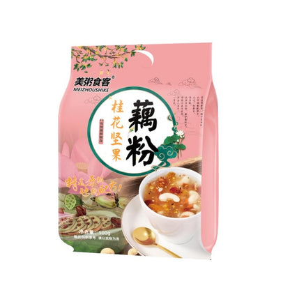 [新货亏本冲销量] 美粥食客 桂花坚果藕粉羹 红枣莲子藕粉羹 营养健康冲调早餐网红代餐 MeiZhouShiKe Red Dates Lotus Seeds Mixed Nuts Lotus Root Powder (500g)