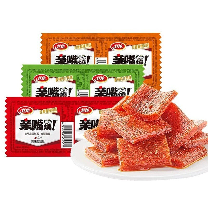 [新货亏本冲销量] 卫龙 亲嘴烧 辣条 素肉 豆干 大刀肉 网红小吃 WeiLong Kiss Burn Spicy Snack (24g)