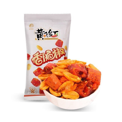 [新货亏本冲销量] 黄飞红 麻辣花生 酒鬼花生 山东花生 下酒小吃花生米 黄飞红香脆椒 黄飞鸿 老街口麻辣花生 咸蛋黄锅巴 HuangFeiHong Mala Spicy Peanuts (110g)