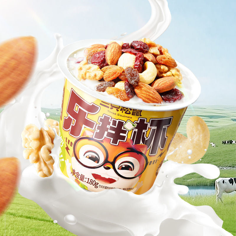 [新货亏本冲销量] 三只松鼠 乐拌杯 搅拌酸奶 无蔗糖全脂酸奶 Three Squirrels Cereal Mixed Yogurt (180g)
