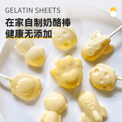 [新货亏本冲销量] 焙小姐 吉利丁片 凝胶片 明胶片 布丁烘焙材料 可食用慕斯蛋糕明胶奶酪棒 Gelatin Leaves Gelatine Sheets for Baking Mousse & Pudding (25g)