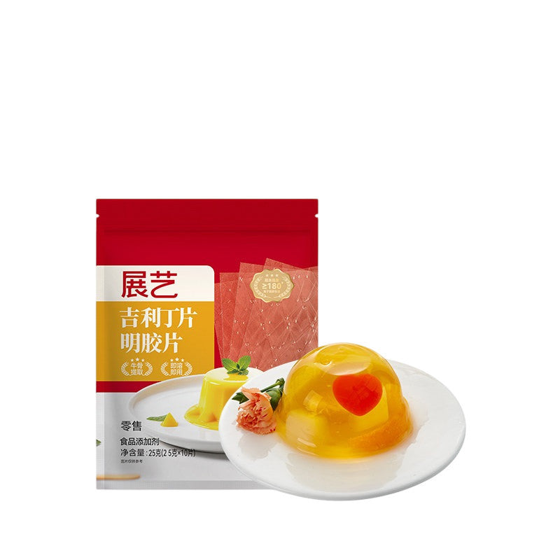 [新货亏本冲销量] 展艺 吉利丁片 明胶片 凝胶片 儿童食用 烘焙原材料制作 无添加 ZhanYi Gelatine Leaves Gelatin Sheets Baking Ingredients Jelly Pudding (25g)