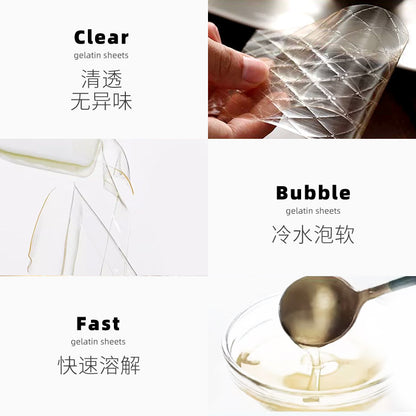 [新货亏本冲销量] 焙小姐 吉利丁片 凝胶片 明胶片 布丁烘焙材料 可食用慕斯蛋糕明胶奶酪棒 Gelatin Leaves Gelatine Sheets for Baking Mousse & Pudding (25g)